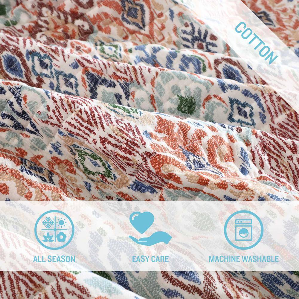 King Size Beige and Jungle Green Cotton Reversible Quilt Set