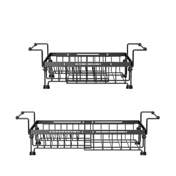 Wudkey Black Extendable Dish Drainer Dish Rack for Kitchen Counter and Sink, Adjustable Capacity Over The Sink