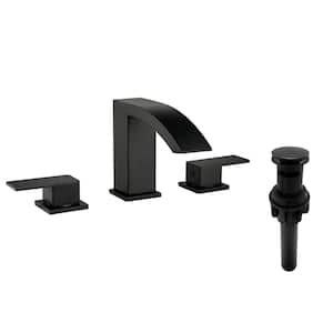Ana 8 in. Widespread 2-Handle Bathroom Faucet with Drain Kit Included in Matte Black