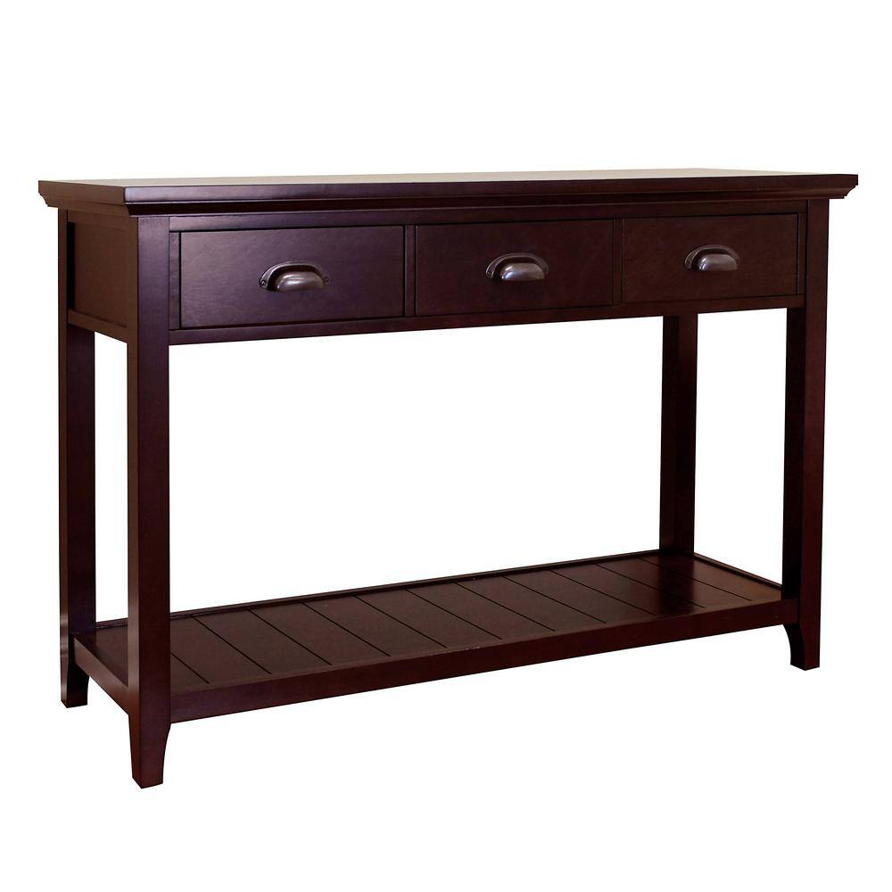 Donnieann Lindendale 48 In Espresso Standard Rectangle Wood Console Table With Drawers 709106 The Home Depot