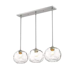 Chloe 3-Light Brushed Nickel Chandelier with Glass Shade