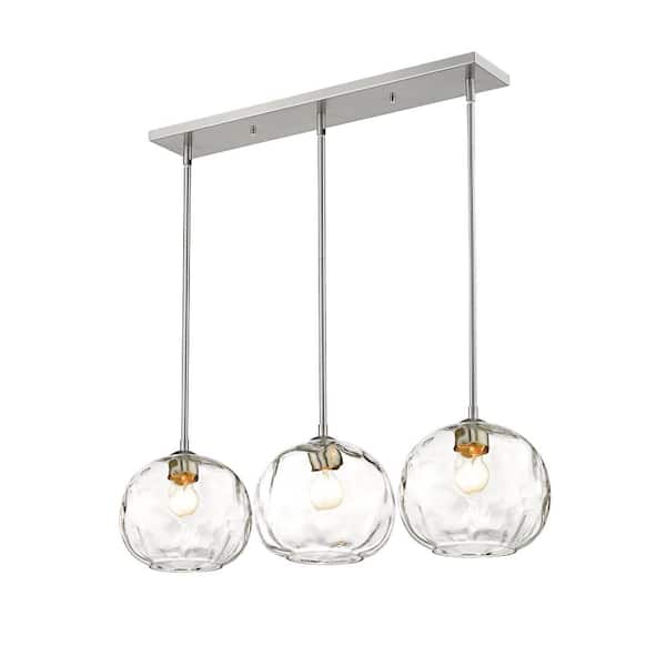 Unbranded Chloe 3-Light Brushed Nickel Chandelier with Glass Shade