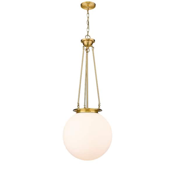 Beacon 100-Watt 1-Light Satin Gold Shaded Mini Pendant Light with Painted Glass Shade