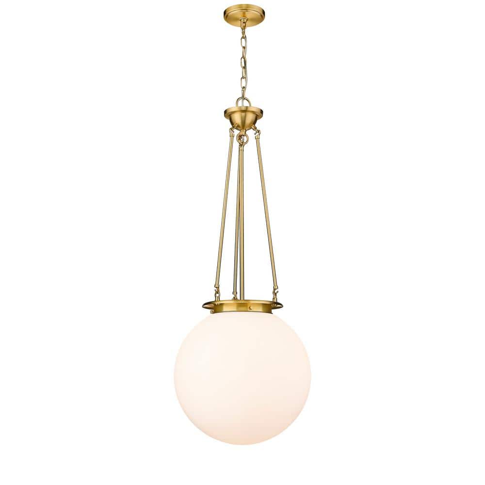 Beacon Contemporary 39'' Satin Gold Globe Pendant with Matte White Glass