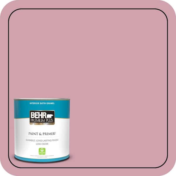 BEHR PREMIUM PLUS 1 qt. #100C-3 Birthday Candle Satin Enamel Low Odor Interior Paint & Primer