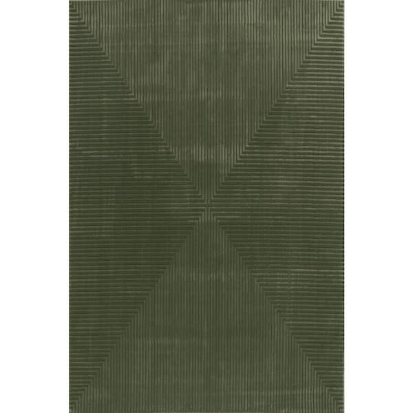 Vaelina Mid-Century Geomeric Area Green 3 ft. x 8 ft. Indoor Runner Rug