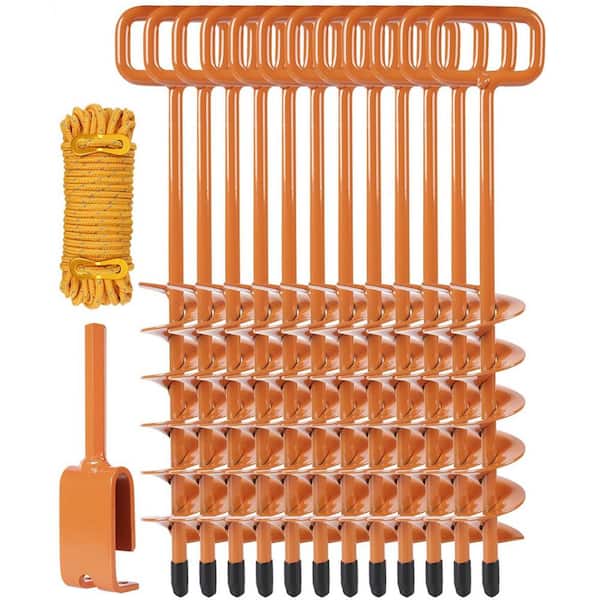12PCS 15in Screw in Tent Stakes-Ground Anchors Screw in, with Tent Stakes Heavy Duty Adapter & 30ft Nylon Rope