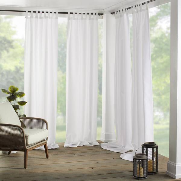 Elrene White Solid Tab Top Room Darkening Curtain - 52 in. W x 84 in. L