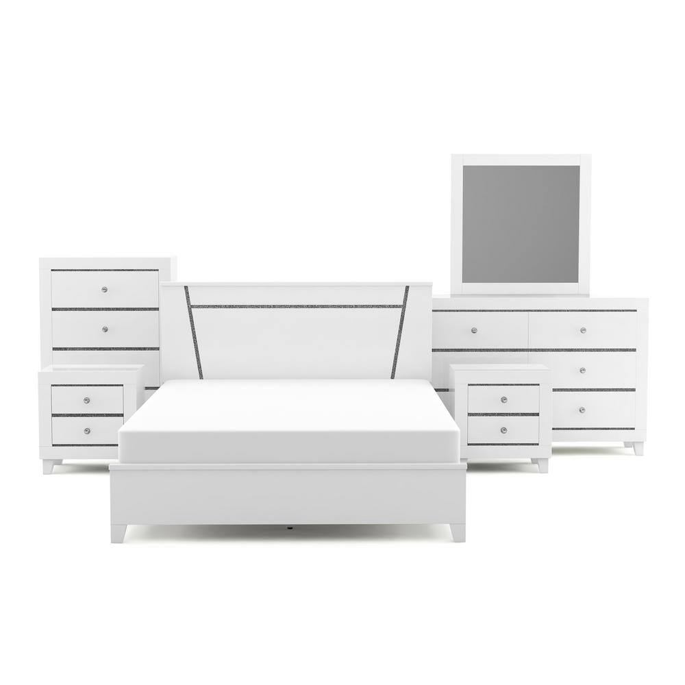 Furniture of America Crossing 6-Piece White Full Bedroom Set IDF7038WHF6PC  - The Home Depot