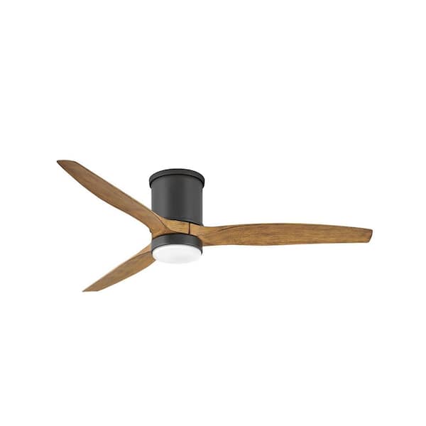 HINKLEY Hinkley Hover 52" 6-Speed Indoor/Outdoor Flush Mount Ceiling Fan + Light, Matte Black