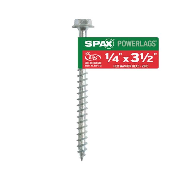SPAX 1/4 in. x 3- 1/2 in. Powerlag Hex Drive Washer Head Zinc Coated Lag