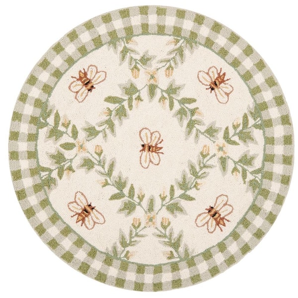 SAFAVIEH Chelsea Ivory/Green 3 ft. x 3 ft. Round Border Area Rug