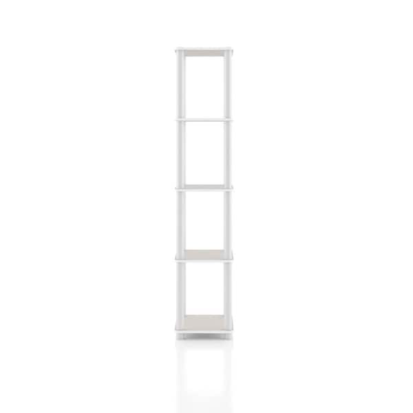 Quincy 58.2 in. Tall Greige Engineered Wood 5-Shelf Modular Bookcase With Support Rods