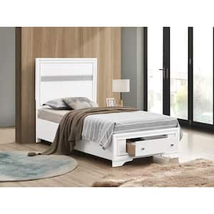 Madrid White Wood Frame Twin Panel Bed