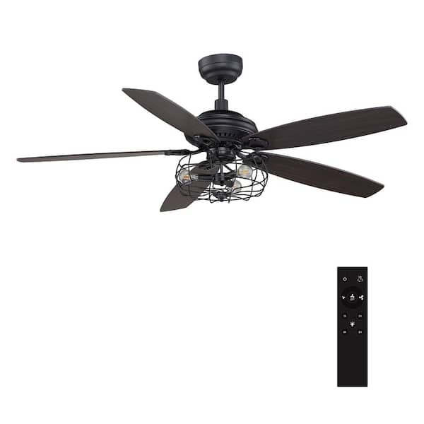 CARRO Henderson 56 in. LED Indoor Black DC Motor Ceiling Fan with Light Kit and Remote Control Included