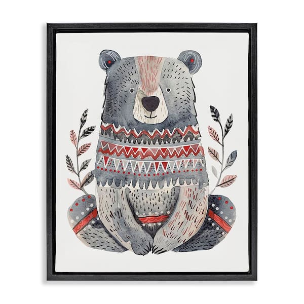 Stupell Industries Scandinavian Style Bear by LSR Design Studio Black Floater Frame Animal Graphic Art Print 21 in. x 17 in.