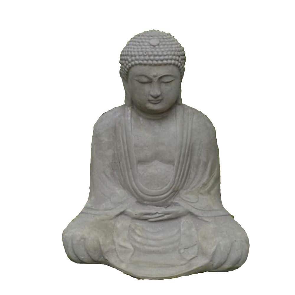 Slate Color Concrete 9.5 in. H x 7.5 in. W Seated Buddha Sculpture Garden D