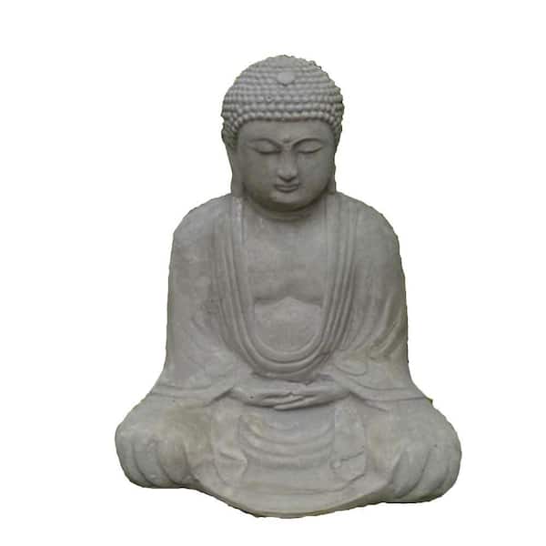 Unbranded Slate Color Concrete 9.5 in. H x 7.5 in. W Seated Buddha Sculpture Garden Decor or Home Decor Single Piece