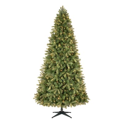 9 ft Manchester White Spruce LED Pre-Lit Artificial Christmas Tree with 600 SureBright Color Changing Mini Lights