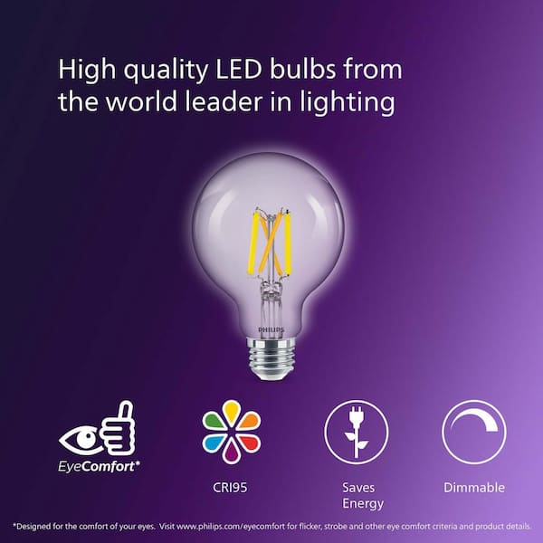 60-Watt Equivalent Ultra Definition G25 Clear Glass Dimmable E26 LED Light Bulb Soft White with Warm Glow 2700K (2-Pack)