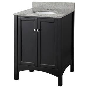 Haven 25 in. W x 22 in. D Bath Vanity in Espresso with Granite Vanity Top in Napoli with Oval White Basin