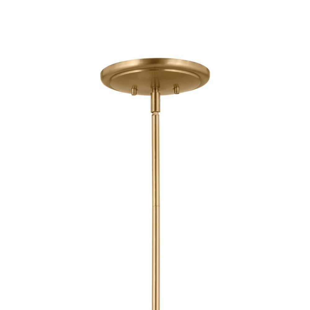 Brushed Natural Brass 8-Light Chandelier with White Linen Shades
