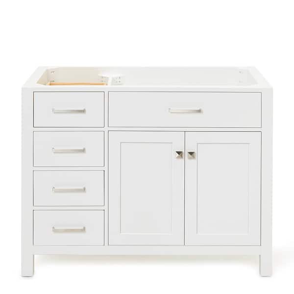 ARIEL Bristol 42 in. W x 21.5 in. D x 34.5 in. H Freestanding Bath Vanity Cabinet without Top in White