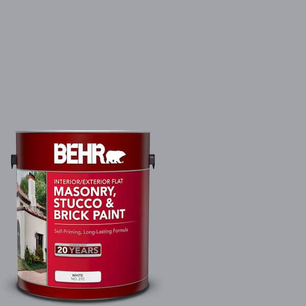 BEHR 1 gal. #N530-4 Power Gray Flat Interior/Exterior Masonry, Stucco and Brick Paint