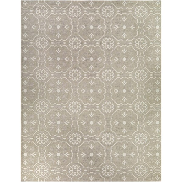 Neutral 2 ft. x 7 ft. Runner Tiles Indoor/Outdoor Area Rug
