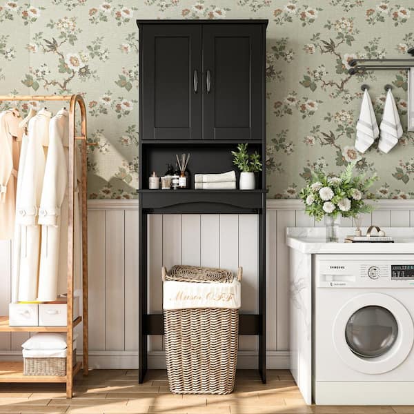 Hausvita 23.62 in. W x 8.27 in. D x 65.39 in. H Bath Vanity Cabinet without Top in Black