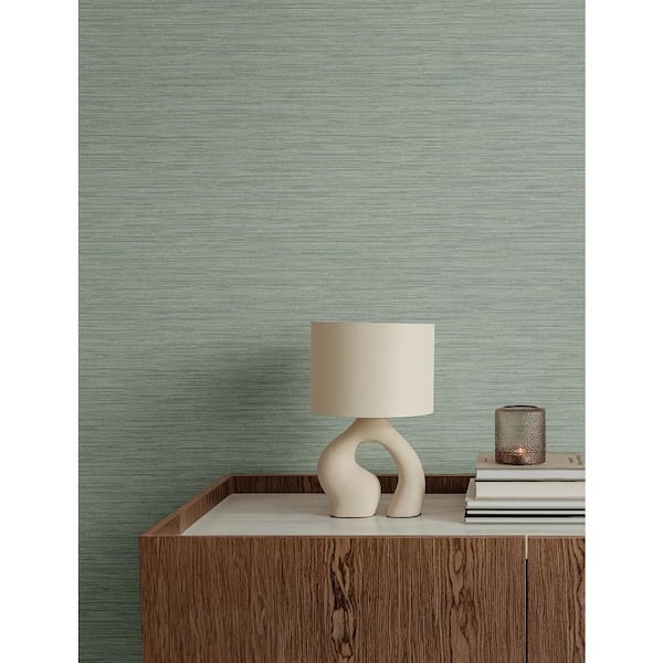 Sheehan Sea Green Faux Grasscloth Textured Non-pasted Paper Wallpaper