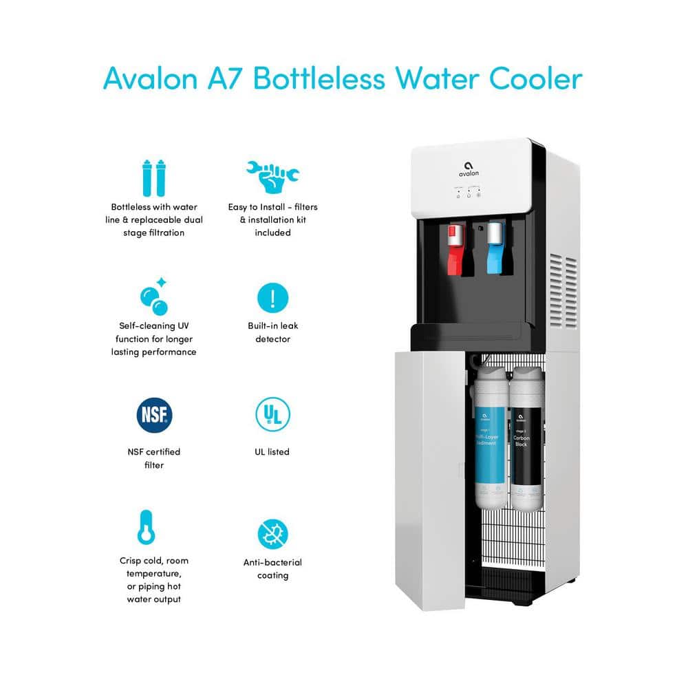 Avalon White Self-Cleaning Bottleless Hot/Cold Water Cooler