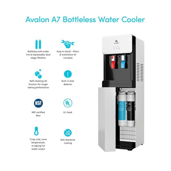 Avalon Electric Countertop Bottleless Water Cooler 3 Temp UV NSF UL Energy  Star, White 