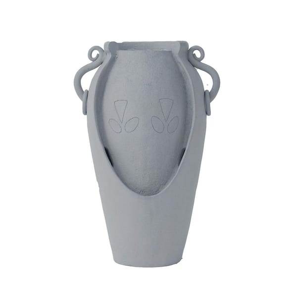 XBRAND 34" Solar Polyresin Urn Fountain, Amphora-Inspired Design, Outdoor Water Fountain, Gray