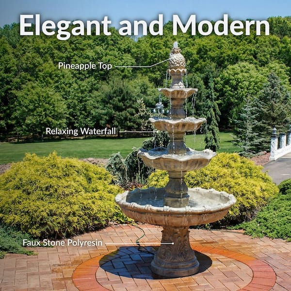 Sunnydaze 80 in. 4-Tier Electric Powered Grand Courtyard Fountain