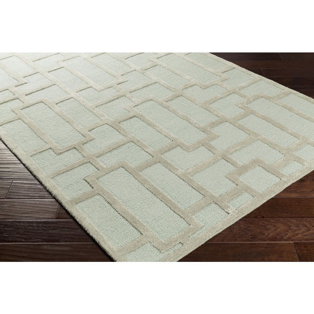 Blue Geometric Hand-Tufted Wool Runner Rug 2' 3" x 14'