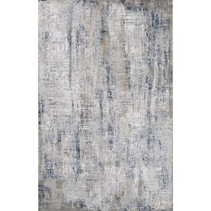 Highland Ivory/Blue 5 ft. x 8 ft. (5 ft. x 7 ft. 6 in.) Geometric Contemporary Area Rug