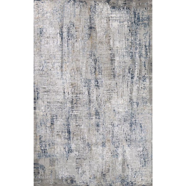 BASHIAN Highland Ivory/Blue 5 ft. x 8 ft. (5 ft. x 7 ft. 6 in.) Geometric Contemporary Area Rug