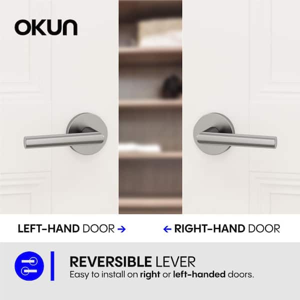 Okun Stark Metal Brushed Nickel Dummy Door Handle with Round