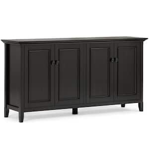 Amherst Solid Wood 66 in. Wide Transitional Wide 4-Door Storage Cabinet in Hickory Brown