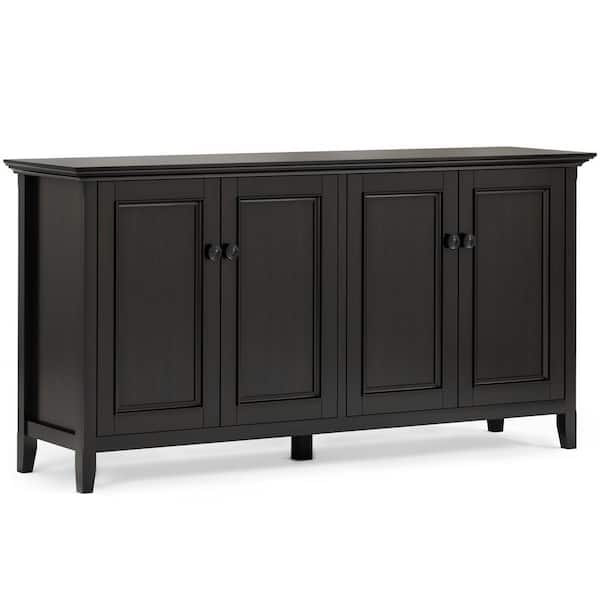 Amherst Solid Wood 66 in. Wide Transitional Wide 4-Door Storage Cabinet in Hickory Brown