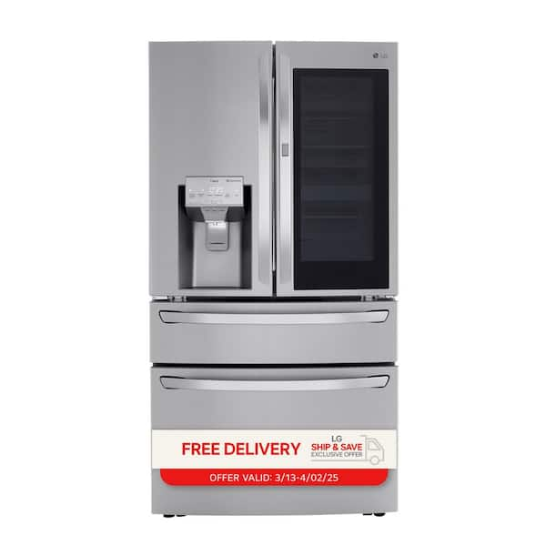 23 cu. ft. Smart French Door Refrigerator InstaView, Door-In-Door & Craft Ice, PrintProof Stainless Steel, Counter Depth