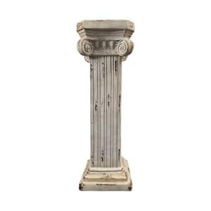 VAMOP Antique White Resin Pedestal Column Planter with Base for