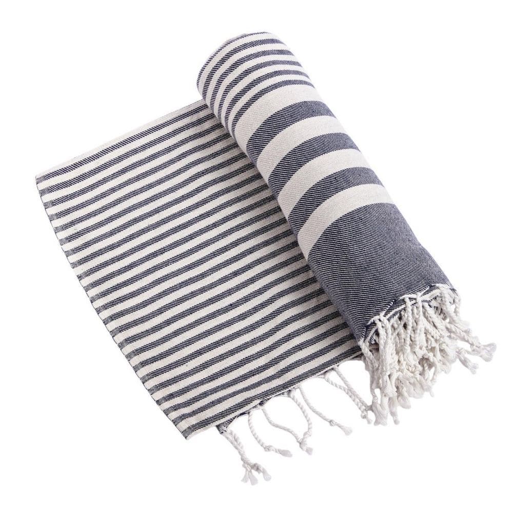 Blue/ White Striped Cotton Throw Blanket