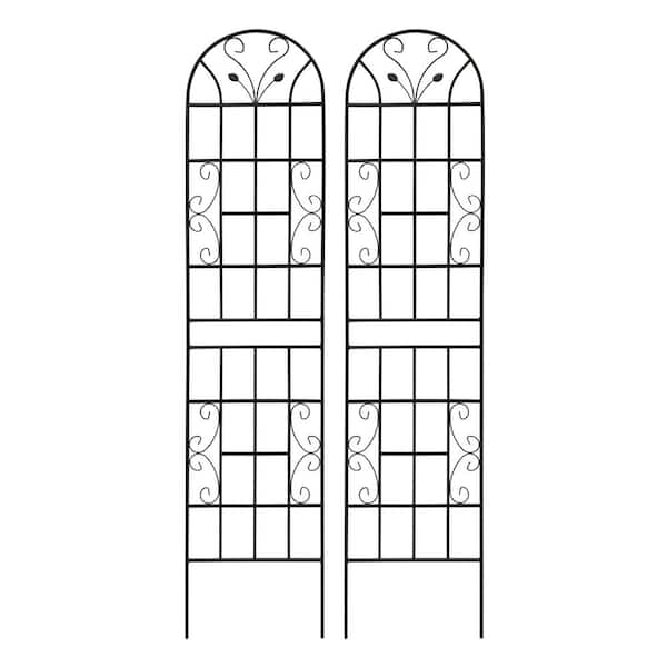 2-Piece Black Metal Garden Trellis 19.7 x 86.7 in. Rustproof Trellis for Climbing Plants Outdoor Rustproof Plant Support