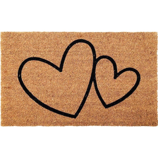 Door Scraper Natural Heart Black 30 in. x18 in. Recycled Rubber Backing Door Mat