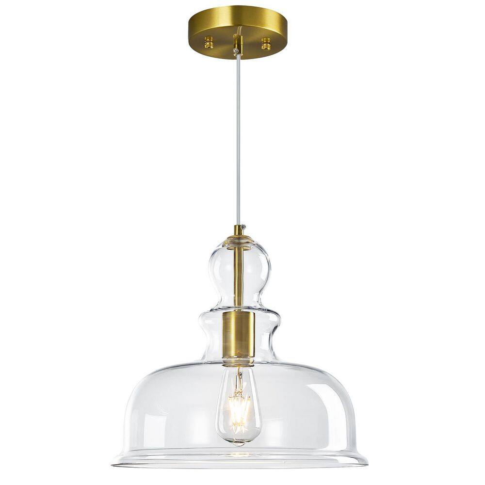 Home Light 60-Watt 1 Light Gold Modern Pendant Light Fixture With Clear Seeded Glass Chandelier Pendant Lighting 1 -Pack price history on PriceWatchPro