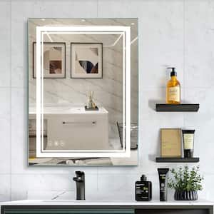 1.20 in. W x 32 in. H Small Rectangular Frameless Wall Bathroom Vanity Mirror in Silver