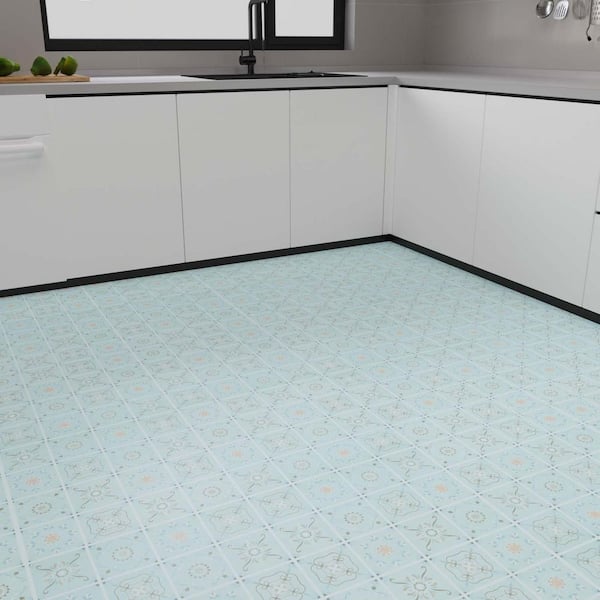 Jeedeson 16 MIL Light Blue Vinyl Sheet Flooring 23.62 in. x 16.4