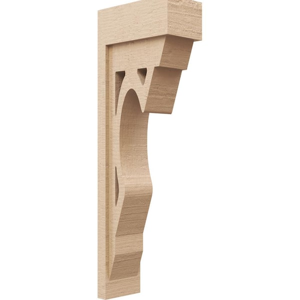 Ekena Millwork 5-in. x 10-in. x 30-in. Series 2 Thin Sheridan Rough Cedar Woodgrain Timberthane Polyurethane Corbel, Primed Tan